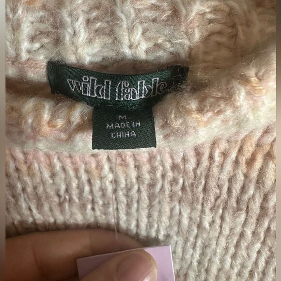 NWT Wild Fable Target Pink Peach Cream Puff Sleeve Knit Sweater Medium 📦 - Picture 5 of 8